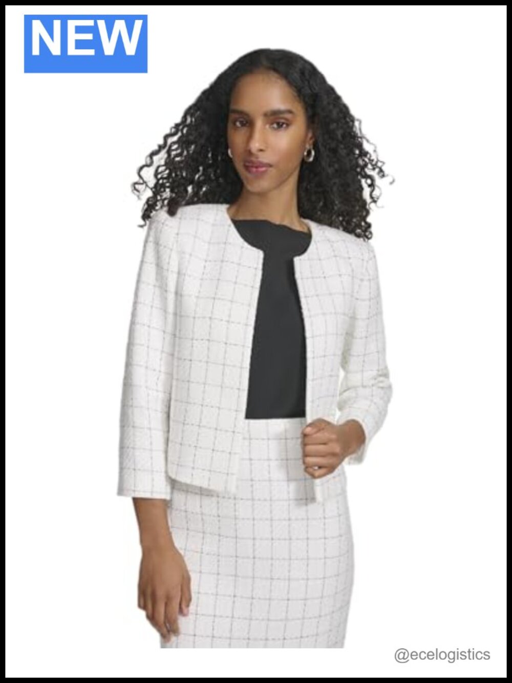 Women's Cropped Open Front Blazer with Collarless Notch Neck – Long Sleeve